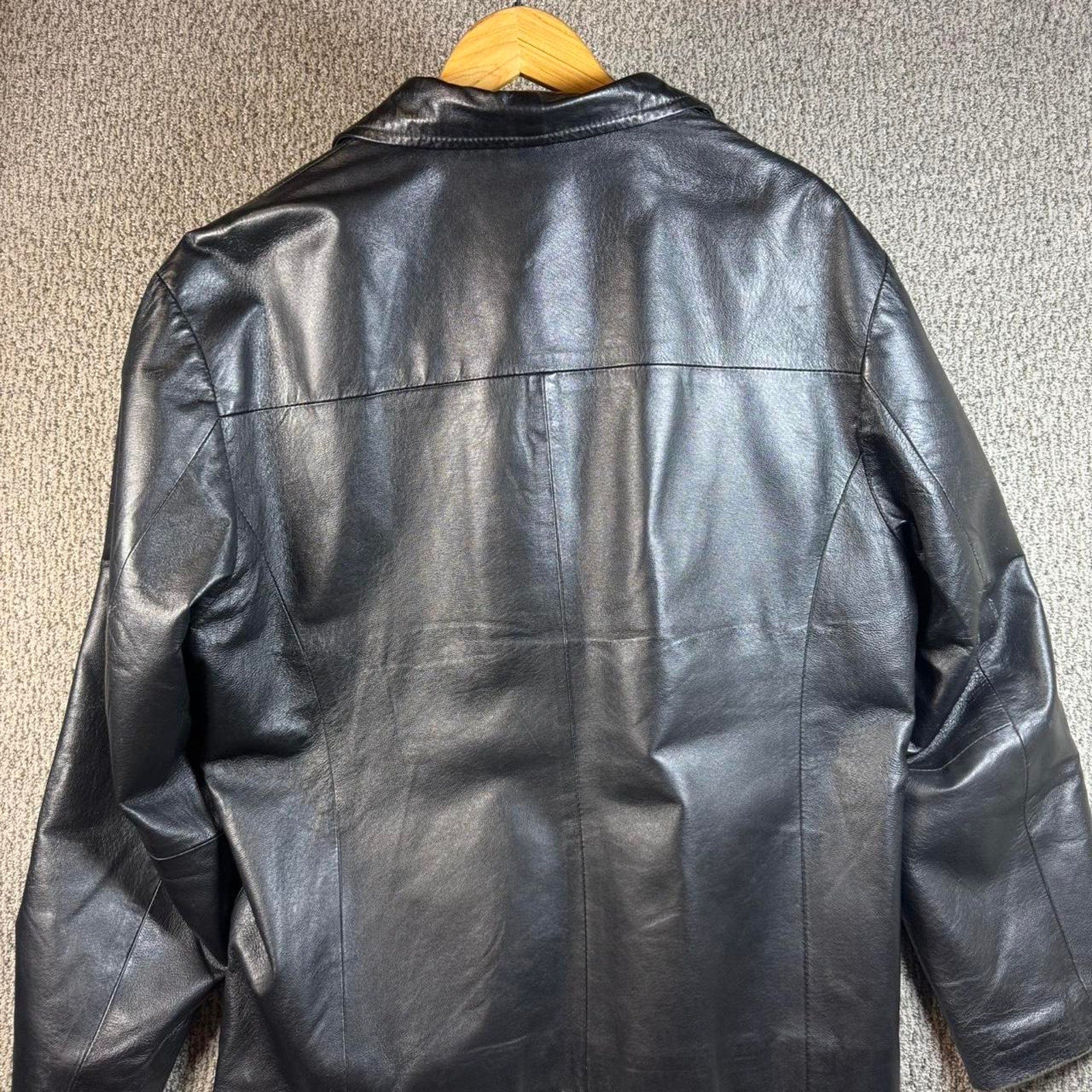 Black leather bomber jacket