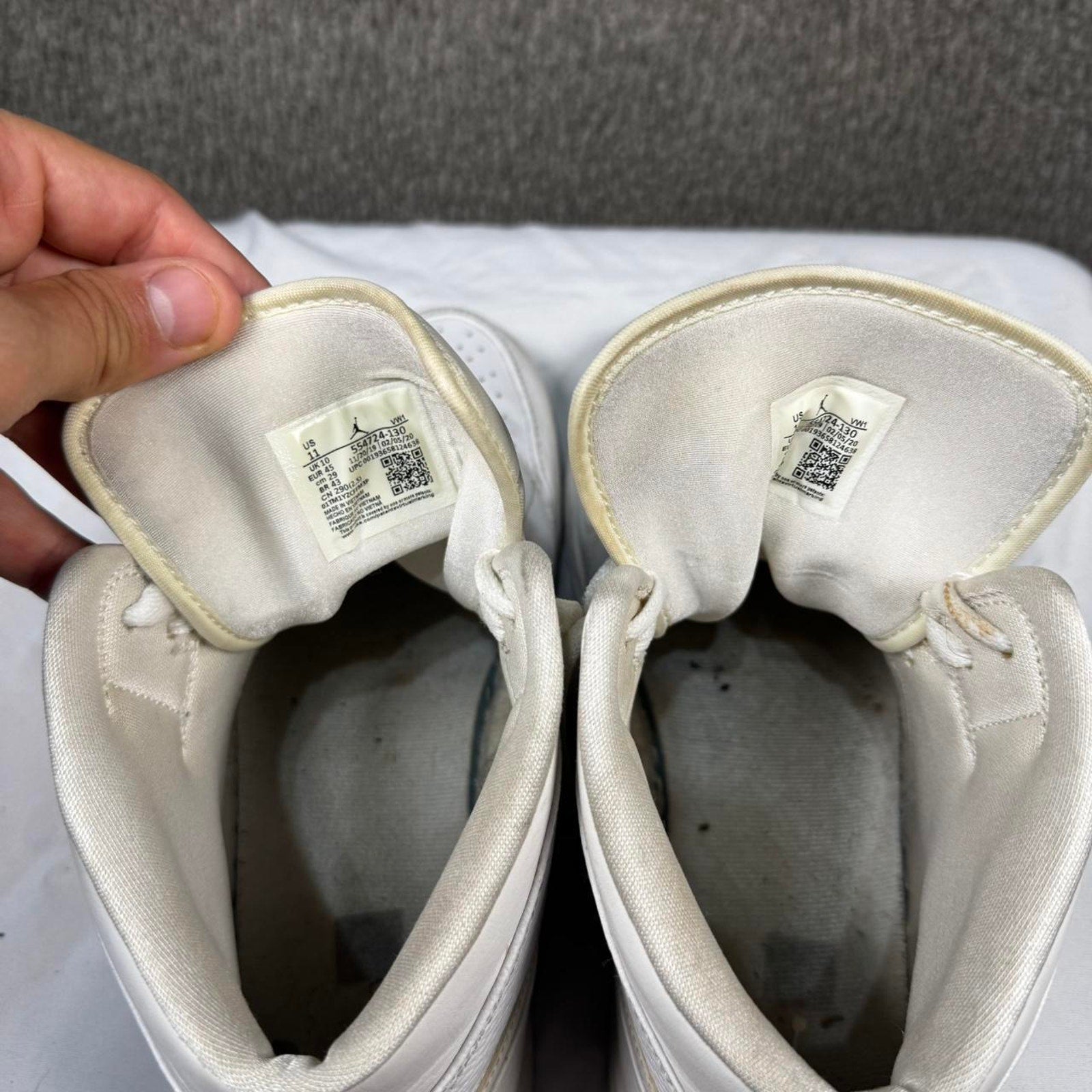 White leather jordan 1 mid