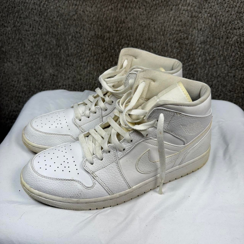 White leather jordan 1 mid