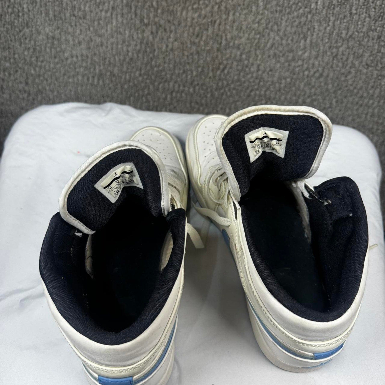 White and blue jordan 1