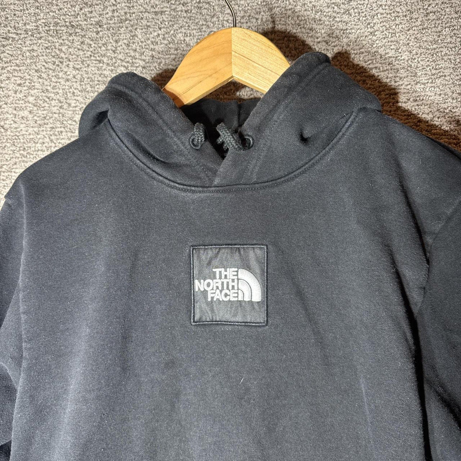 Mens medium black box North Face hoodie ** Rare