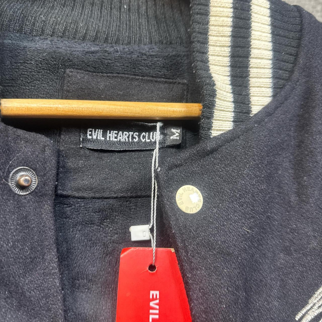 Mens Black and cream varsity jacket Size Medium