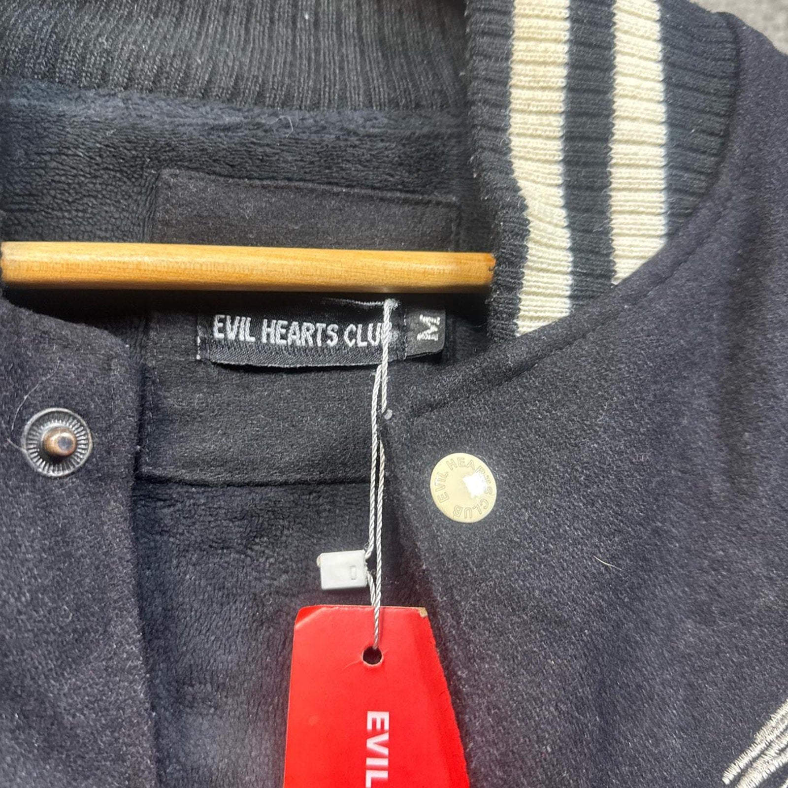 Mens Black and cream varsity jacket Size Medium