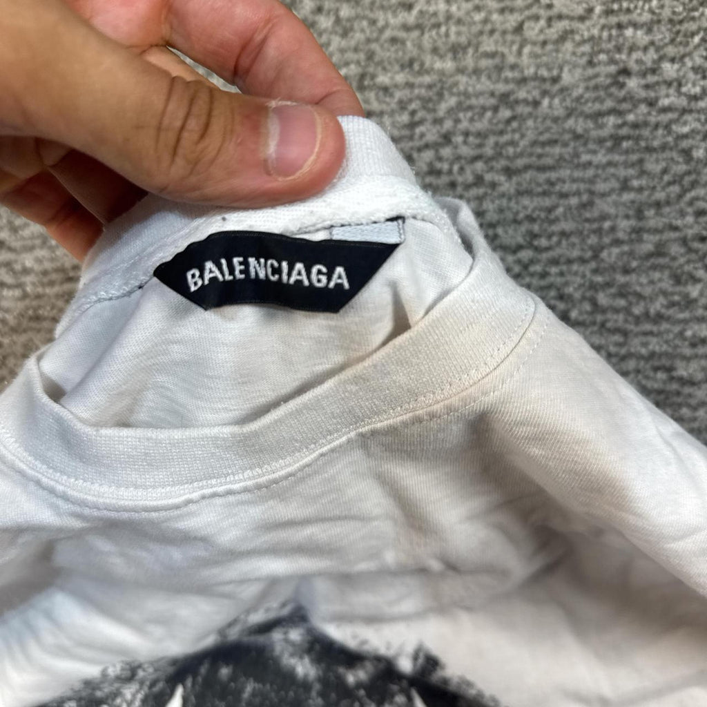 White Balenziaga graphic tee